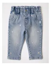 [Sprout] Floral Embroidered Pant in Denim