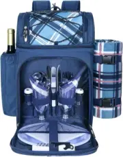 Picnic Basket Backpack for 2 Person with Insulated Leak Proof Cooler Compartment