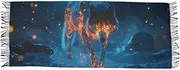 [AIXIWAWA] Wolf with Flame Women's Pashminas Scarf, Shawls Wrap Lightwight Tassel for Evening Dress Dinner Party, Blue