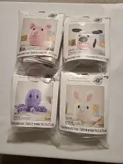 4 Lil Crochet Pals Kit-Loops & Threads- Funny Lamb Pig Octopus Kids