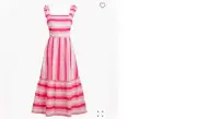 nwt J.CREW poplin striped midi dress in pink stripe 2 4