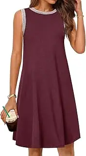 [MEROKEETY] Women's 2025 Summer Spring Casual Sundress Beach Vacation Sleeveless Tank Crewneck Coverup Mini Dresses