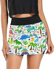 [RPLIFE] Dino Doodle Collection Mini Athletic Skirt, Womens Skorts Skirts, Skirt Women Trendy Summer