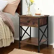 ALFORDSON Bedside Table with Drawer and Storage Shelf 56cm x 40cm x 40cm Sofa Side End Table Storage Cabinet Nightstand for Bedroom, Living Room and Hallway