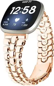 Compatible with Fitbit Versa 4＆Sense 2 Bands Women Men, Adjustable Elegant style Stainless steel metal Bands Compatible with Fitbit Versa 3＆Sense bands Women Men