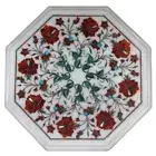 12" marble Inlay Side table top semi precious Gemstones Handmade work