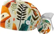 [YTYVAGT] 2-Pc,Gourd-Shaped Working Cap,Fisherman Hat with Buttons and Cotton Sweatband,Animals Colorful Fox Indian