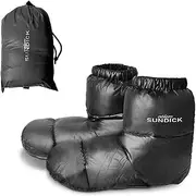 [Generic] s Camping Slippers Warm Socks for Sleeping Bag Indoors Warm Boots Men Women Winter Duck Down Booties Slipper Boots Black M