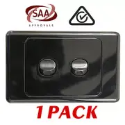 1 x 2 Gang BLACK Wall Switch - 2 Way Switching - Electrical Light Switch - SAA