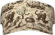 [Ghjkfbf] Witch Hat Print Sunscreen Visor Hats for Women Men Adjustable Empty Top Beach Cap Hat Adults Outdoor Sports Black, Black, One Size