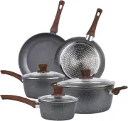 Nonstick Pots and Pans Cookware Sets, 8PCS Coating Marble Frying Pans & Sauce...