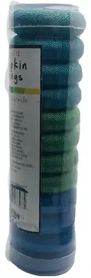 Deluxe Yarn Wrapped Multi Color Napkin Rings ~ Blue Green Set of 12