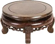 Round Wooden Display Decoration Pedestal Stand Plant Stand Bonsai Vase Base(Small)