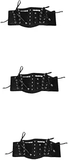 [DEARMAMY] Lace Belt Women's Belts Waist Belt Elastic Wide Belt Women Wide Belt Women Wrap Belt Stretchy Belt for Women Cosplay Accessories Women Elastic Belt Dress Belt Pu Black