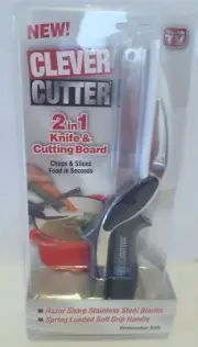 Clever Cutter, Food Cutter Chopper Slicer 2-in-1 Knife & Cutting Board Built-in
