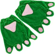 [Generic] 1pair Plush Green Frog Claw Gloves for Boys and Girls Fun Animal Costume Accessories for Halloween Cosplay and Performance Events Soft Material for Boys and Girls