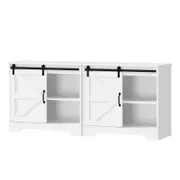 Oikiture 2x Buffet Sideboard Storage Cabinet Sliding Door White
