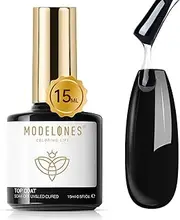 Modelones Gel Nail Polish Top Coat, 15ml No Wipe, High Gloss Shiny Long Lasting Top Gel for Clear Nail Gel and Acrylic Nails, for Home DIY and Nail Salon Manicure Nail Art