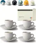 3 Oz Stoneware Espresso Cup Set of 4 - Italian Style Demitasse Cups