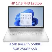 NEW HP Laptop 17.3" AMD Ryzen 5 5500U 8GB 256GB SSD Win 11 Natural Silver
