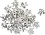 [Geardeangloow] 50pcs Tibetan Silver 3D Turtle Tortoise Spacer Beads Jewelry DIY Making