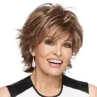 Fluffy Bangs Short Pixie Cut Wigs Mixed Color Women Bob Hair Daily