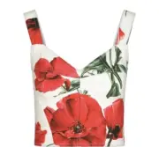 DOLCE & GABBANA Sicily Red Poppy Cropped Top Bustier Size 48IT UK16 XL