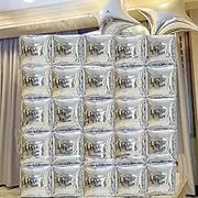 Square Foil Metallic Silver Balloons Wall Tunnel Flat Double Sided Mylar Chrome Silver Balloon Arch Garland Kit Wedding Graduation Engagement Anniversary Disco Party Background Decorations