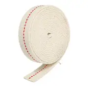 Cotton Oil Lamp Wick 20mm Flat Wide 5Meter/16.4Ft Long with Red Stitch, 1 Roll