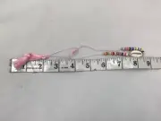 Light pink shell beaded adjustable cord necklace 9"
