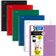 Five Star Spiral Notebooks + Study App, 6 Pack, 3-Subject, College Ruled Paper,
