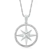 0.07 CT. T.W. Natural Diamond Compass Pendant in Sterling Silver