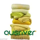 Yellow Acrylic Rug Couch Lounge Sofa Decorative Blanket Fringe Bed Runner Home