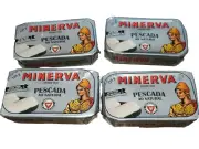 4 Cans Hake in Brine Cooked Portuguese Natural 120g - 4.23oz - Minerva Portugal