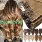 Thick Double Weft Full Head Clip In Remy Human Hair Extension Body Wave Straight