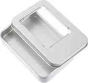 OSALADI 10pcs Square USB Flash Drive Case Tinplate Window Storage Boxes Organizer