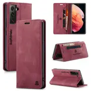 SupRShield For Samsung Galaxy S23+ /S23 Plus Case RFID Blocking Retro Flip Premium Leather Card Holder Wallet Cover - Red