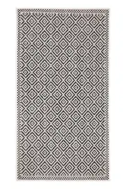 Black and White Diamond Pattern Large Polypropylene Rug Designer Patio Rug Outdoor Rug - Weatherproof Rug, UV Resistant, Durable Outdoor, Patio Rug, Fade Resistant