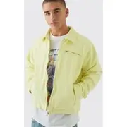 Mens Washed Padded Twill Worker Jacket In Yellow