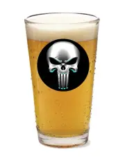 Punisher (Steel) - 16oz Pint Beer Glass Pub Style Barware Alcoholic Drinks Soda