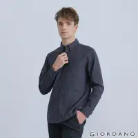 在飛比找Yahoo奇摩購物中心優惠-GIORDANO 男裝法蘭絨磨毛長袖襯衫 - 04 海軍藍格