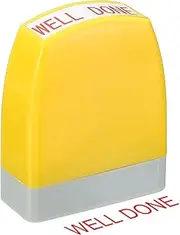 uxcell Well Done Notice Stamp Self Inking, Red Ink Office Stamps Pre Inked Message Stamp Refillable Business Stamp, Yellow