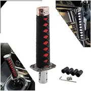 RYANSTAR Gear Shift Knob Sword Shift Knobs Katana Samural Shift Gear Lever Universal Fit for Manual Cars Most Automatic Cars with 4 Adapters Black+Red
