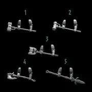 5 Pack Two Handed Weapon Upgrade Bits - Primal Hounds - Grey Tide Studios