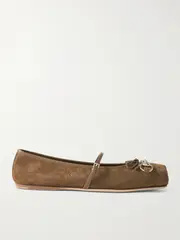 [Gucci] Gucci - Horsebit-detailed Suede Ballet Flats - Brown - IT40 IT 40 Brown