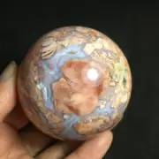 350g natural red cherry blossom agate Geode Sphere Crystal Ball Healing 816