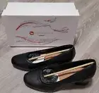 Clarks Unstructured Cosmo Step Black Leather Slip On Pumps Shoes Womens 7.5 New!