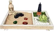 Zen Garden Kit | Sand Garden Meditation Crafts Miniature Japanese Accent,Tabletop Zen Decoration for Workplace, Business, Study Room, Home, Living Room