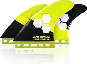 AQUBONA Dual Tab II G5 Tri Fin Set Surfboard Fins Fiberglass Fins for Surfing with Fin Bag Key Screw (Yellow, Single Tab) (Yellow)