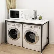 Double Storage Cabinet for Washing Machine and Laundry Room Bathroom and Toilet Storage Rack 128 * 60 * 99cm Holds up to 150kg Blanc Color